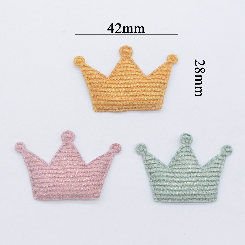 50 stk 42*28mm polstret glitter stof krone applikation til diy hat handsker tøj leggings stof syning hovedbeklædning dekor patches  l78