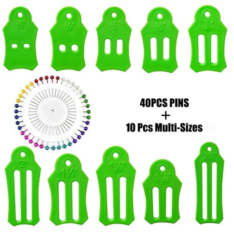 10 Stuks Multi-Maten Vouwen Stof En Vertekenende Strips Roll Tool Set Met 40 Stuks Van Multi-Kleur quilten Pins
