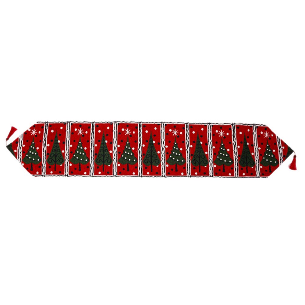 Julbord löpare klädsel tyg jul bordsduk dekor bomull linne matsal damm vin flasköverdrag 1pc jul bord löpare: D