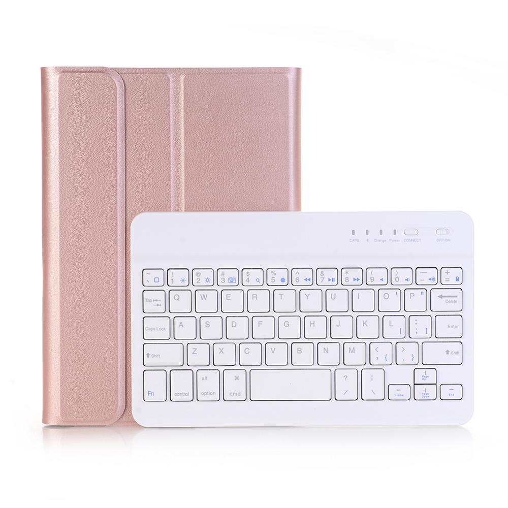 Bluetooth Wireless Keyboard Case Voor IPad10.2 Lederen Case Ultra-Dunne Holder Smart Apparaten Pu Leather Volledige Cover Voor Ipad 10.2: Rose gold