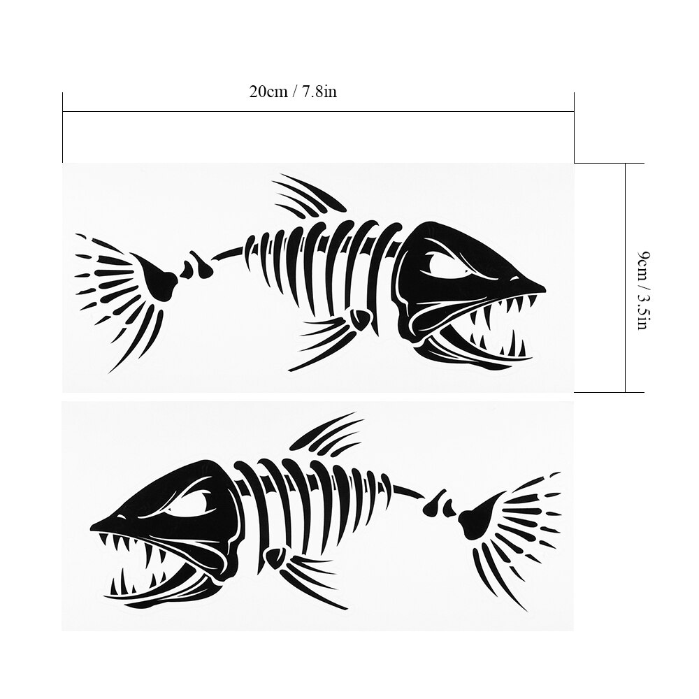 Pegatinas para la boca de los dientes de pez, 2 uds., decoración divertida para el coche, pesca en bote, canoa, gráficos en Kayak, esqueleto, pegatinas de peces, triangulación de envíos