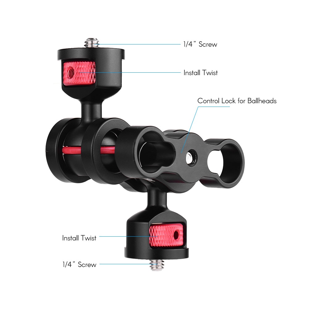 Andoer Clamp Adapter Multi-functional Aluminium Alloy Articulating Magic Arm Ball Head Arm Mount Clamp Adapter CNC Processing