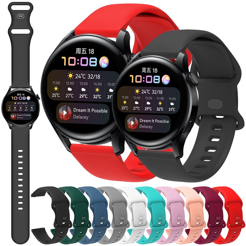 22mm Silicone Strap For Huawei Watch 3 / 3 Pro Smartwatch Replacement Easy-Fit Bracelet Colorful Sport Wristband Accessories