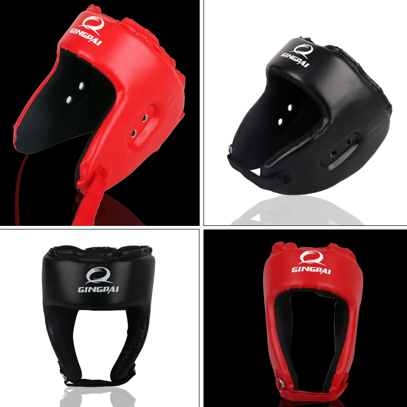 Rosso Nero Mma Casco Femmina Adulta di Sesso Maschile Combattimento Muay tailandese calcio boxe formazione Caschi Copricapo di Sicurezza Sanda Caschetto di Protezione