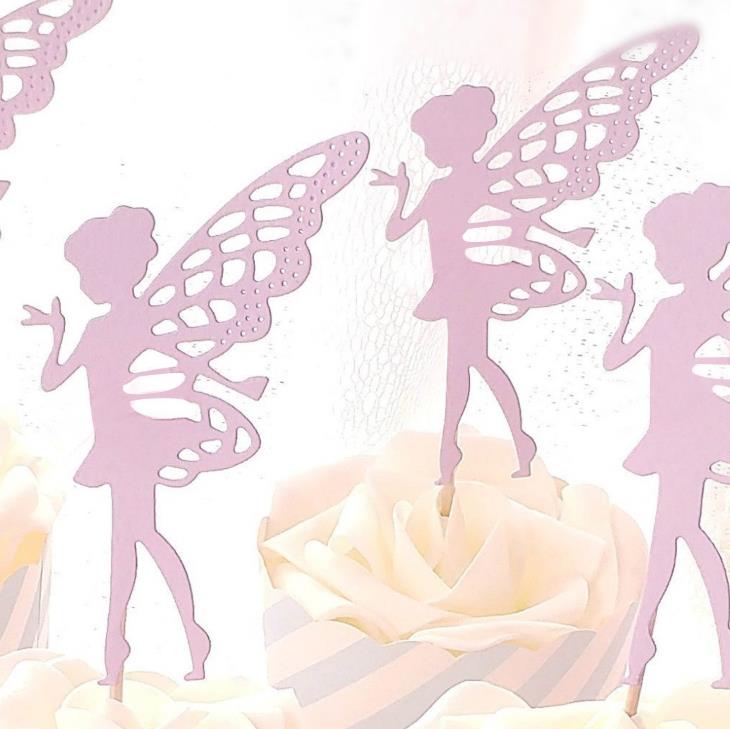 5 st / uppsättning söta blommor älva dans balett flickor cupcake toppers grattis på födelsedagen cupcake toppers baby flicka dusch mat plockar fest: 2