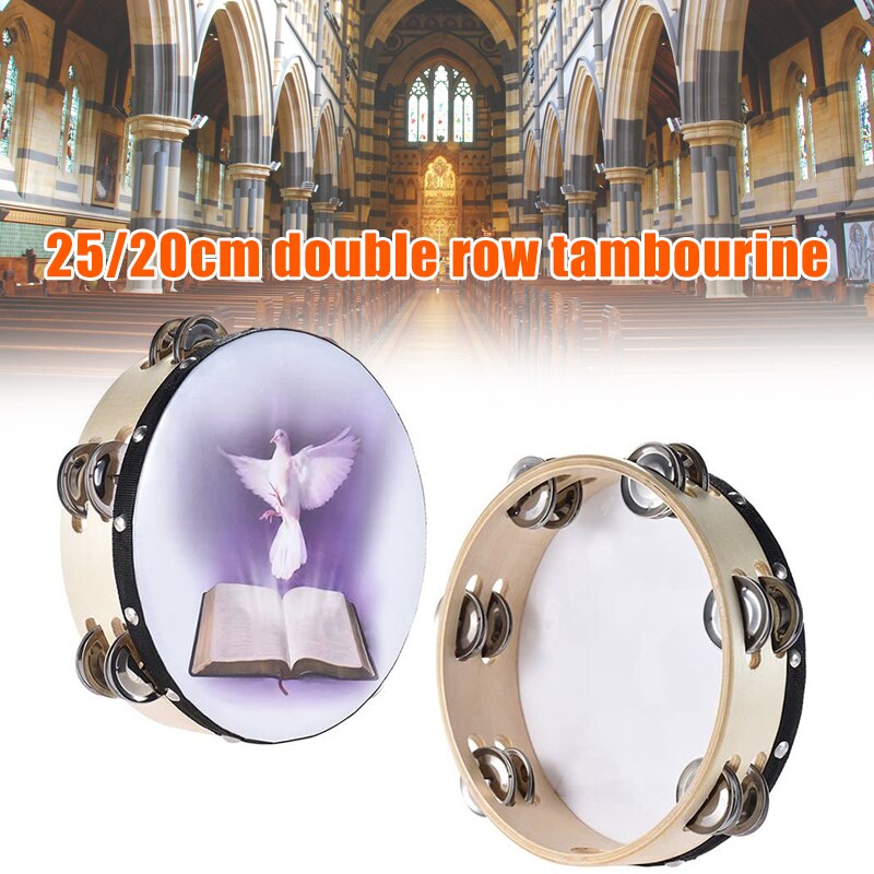 Tambourine Double Row Jingle Percussion Instrument Church Handheld Tambourine Single Row Tambourines with Jingle Bells PSEN999