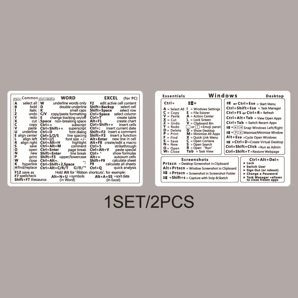 Aufkleber für Mac Fenster + Wort/übertreffen, schnelle Referenzführung, Aufkleber für Mac-Tastaturkürzel, Aufkleber für Laptop-Tastaturkürzel, Aufkleber ohne Rückstände, Vinyl: Weiß