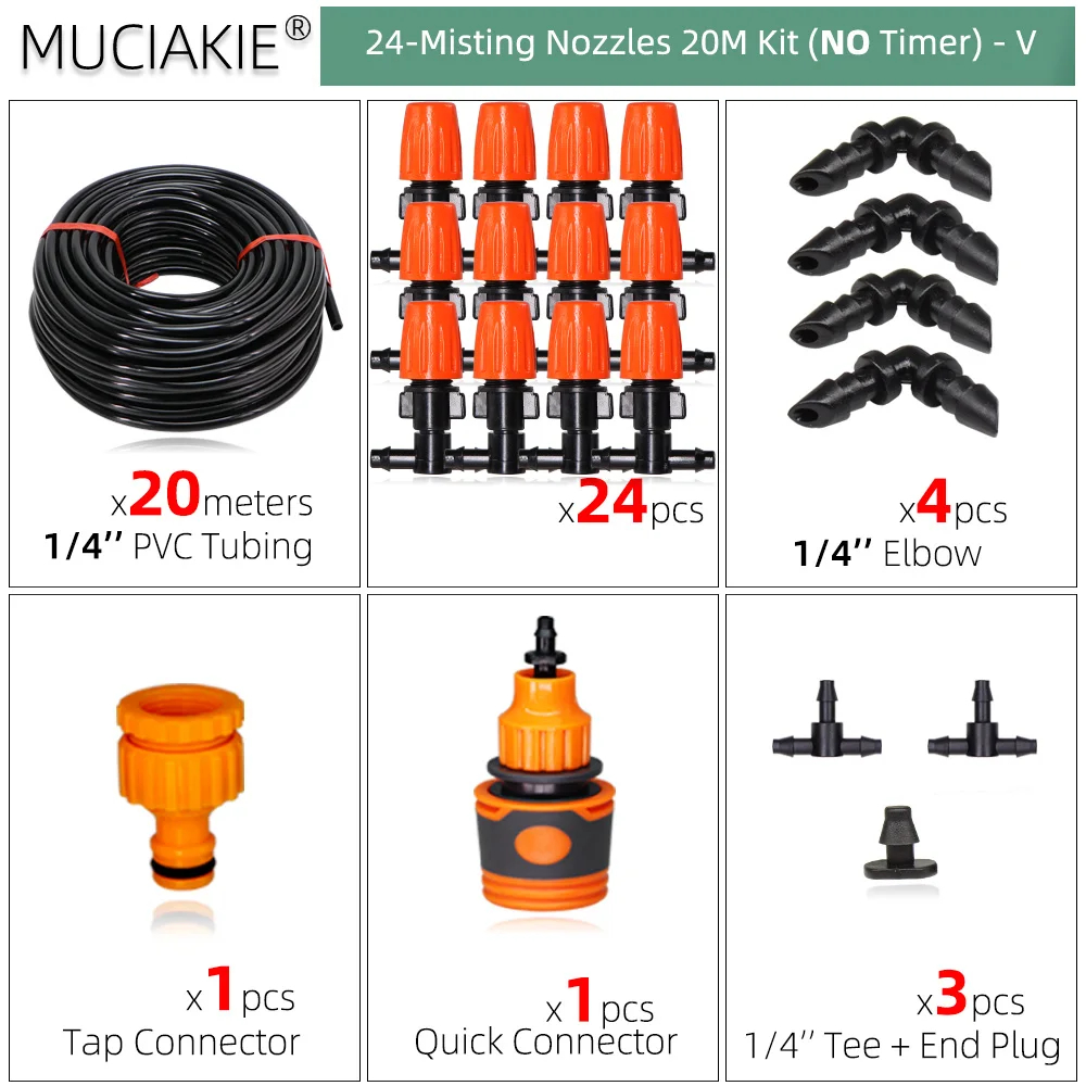 10-50m orange justerbare tågevandingssystem automatisk havevanding kølesæt 1/4 '' pvc hovedledningsslange have