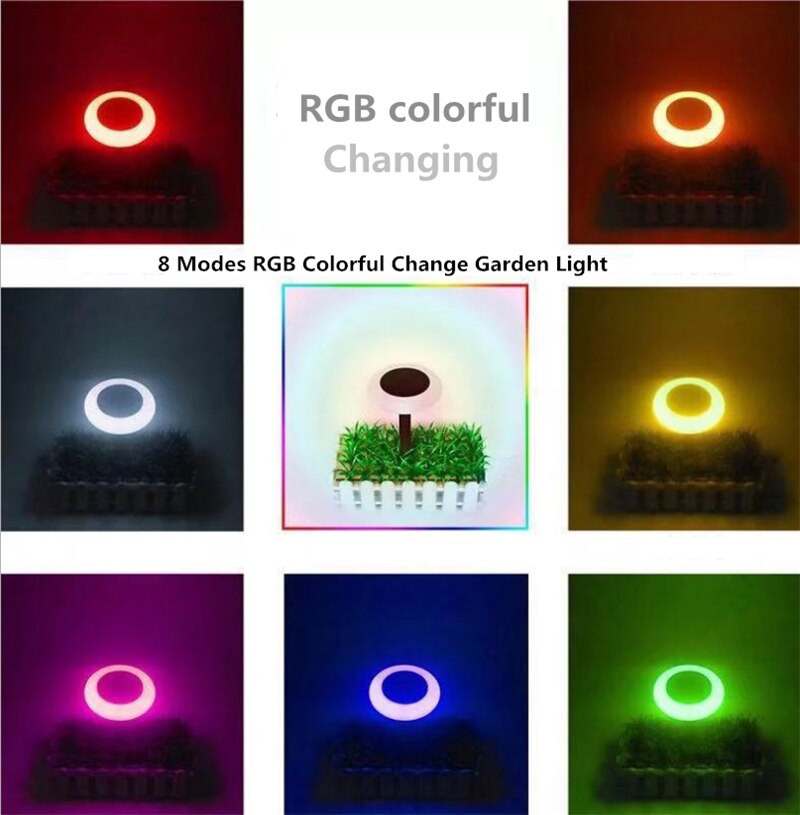 4 st solcellslampa rgb färgbyte fyrkantig trädgårdslampa 8 lägen rund rgb färgglad växlande underjordisk belysning lampor för gård dec