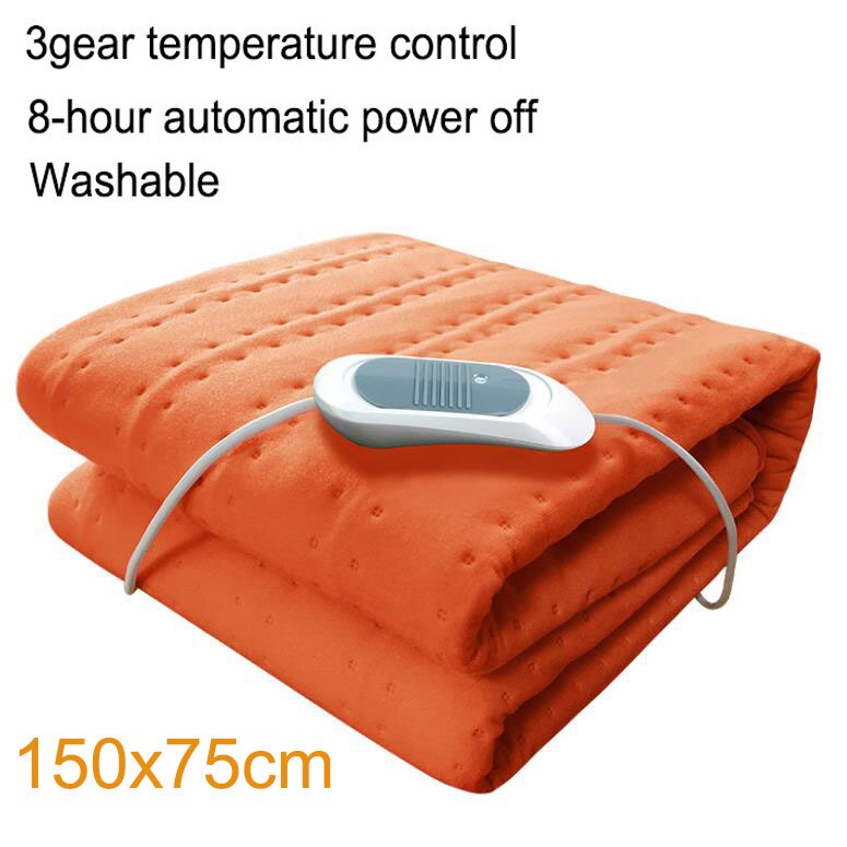 220V household electric blanket double single control temperature timing electric mattress student dormitory household single th: 150x75cm Orange