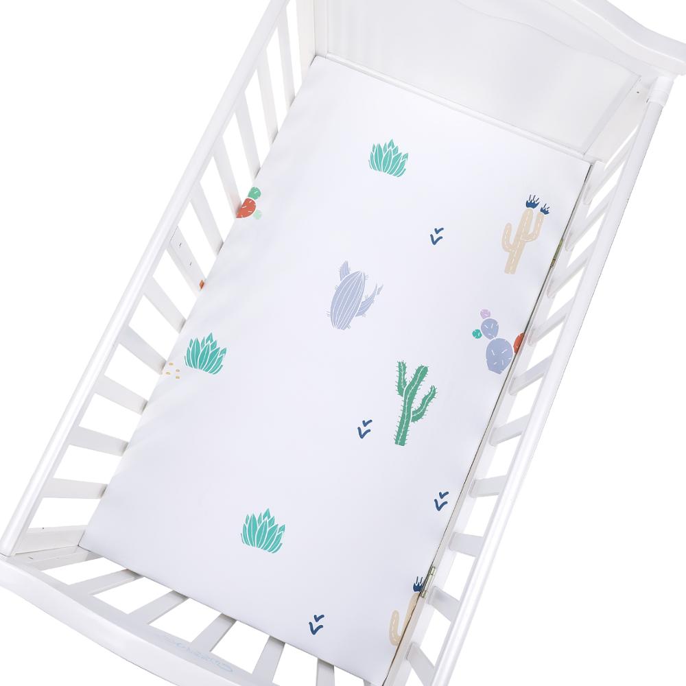 Egmaobaby 100%  bomulds tremmeseng monteret lagen blød babyseng madrasbetræk beskytter tegneserie nyfødt sengetøj til tremmeseng str. 130*70cm: Zld 0008