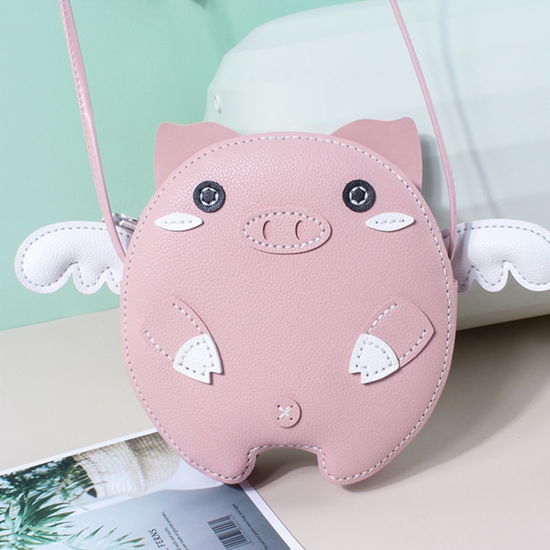 Funny Homemade Sewing DIY Women Corssbody Bags Cute Cartoon Pink Pig Women Shouder Bags Birthday for girls