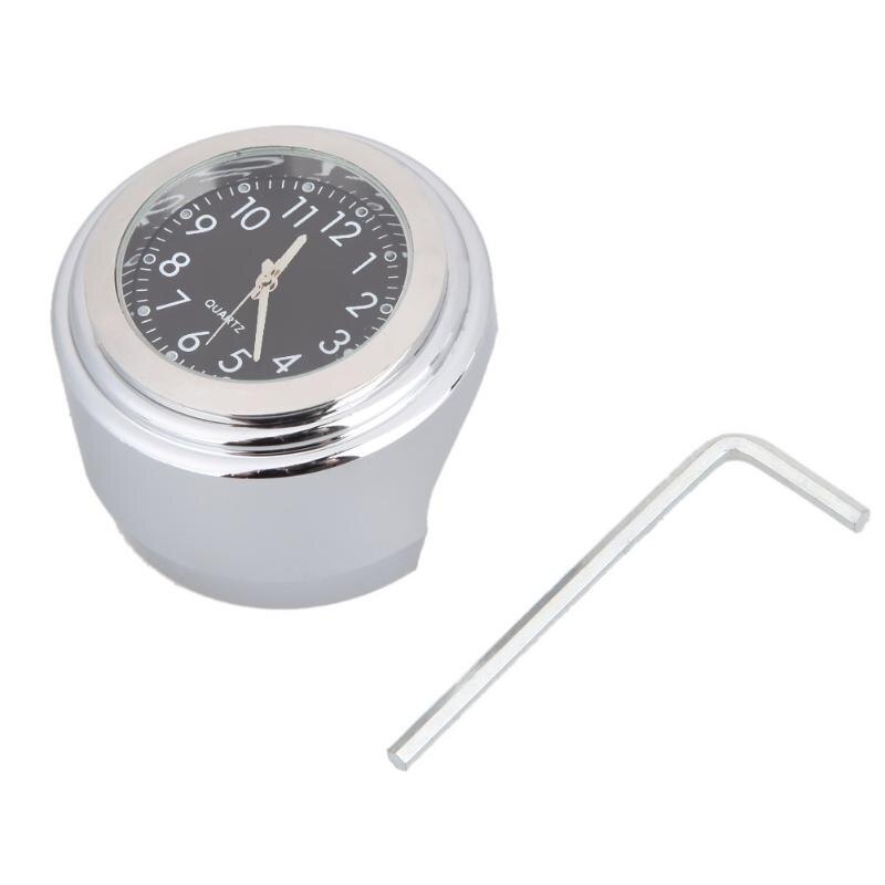 7/8 Universele Chrome Motorcycle Waterdichte Stuurhouder Klok zwart