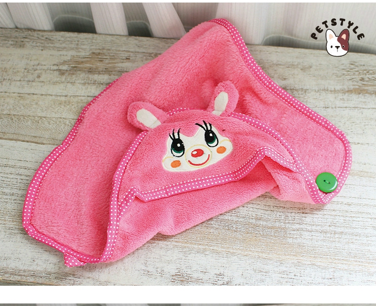 Mignon chien chat bain à capuche cape serviette peignoir pour animaux de compagnie doux polaire intérieur pyjamas Manta Mascotas Chihuahua Yorkshire couverture produits: M / Rose