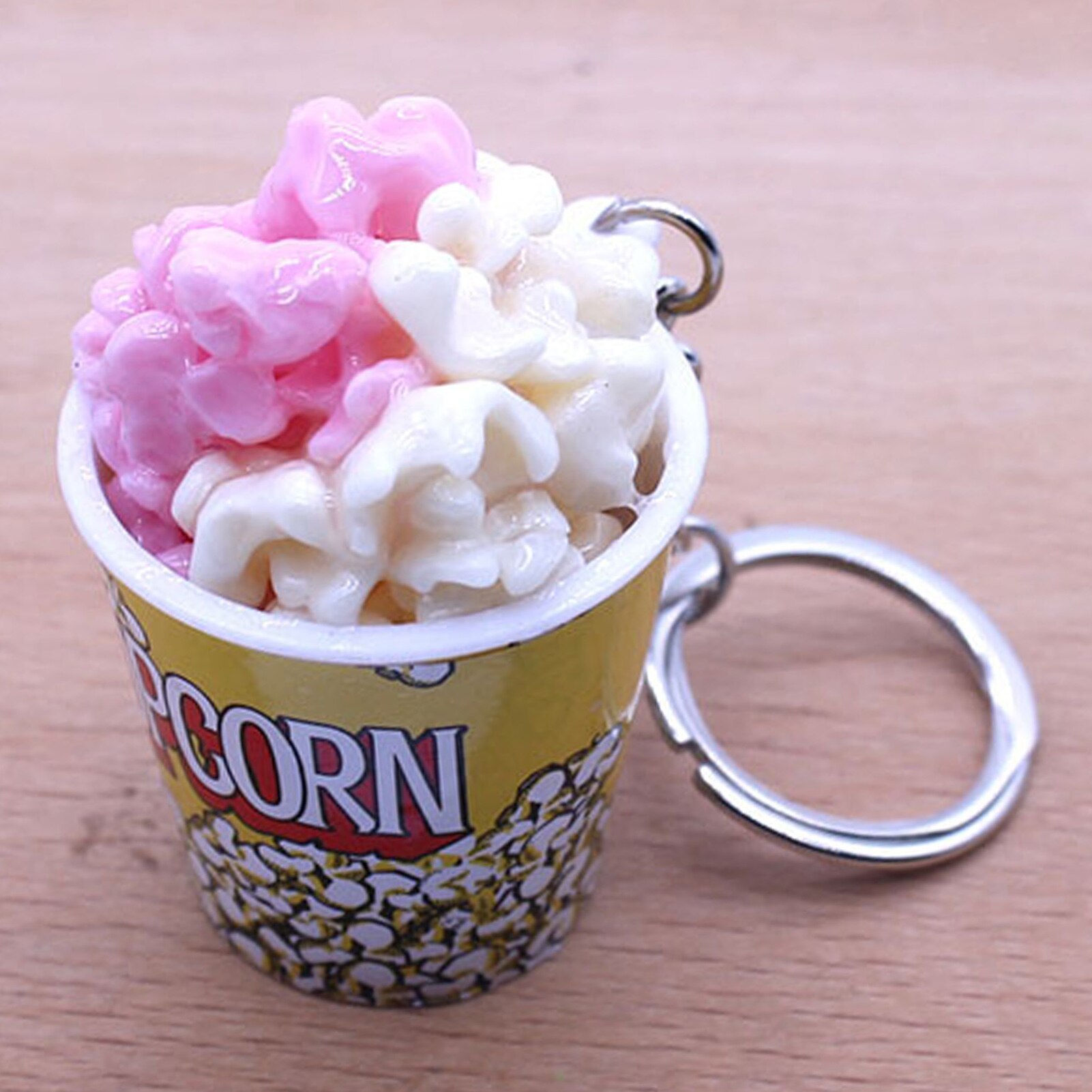 LLavero de cubo de palomitas de maíz de simulación creativa, Mini taza de tentempié colgante de llavero, , juguetes educativos para niños,