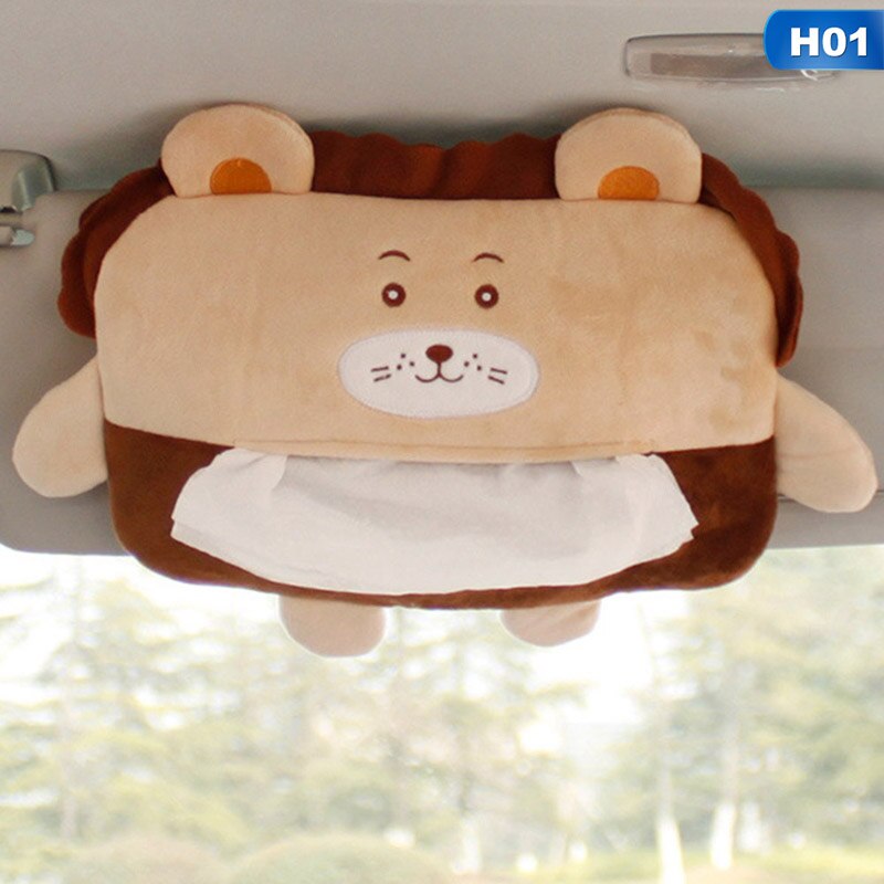 Auto Cartoon Zonneklep Tissue Doos Auto Tissue Dozen Cartoon Leuke Dier Auto Terug Opknoping Pompen Papieren Handdoek: H01