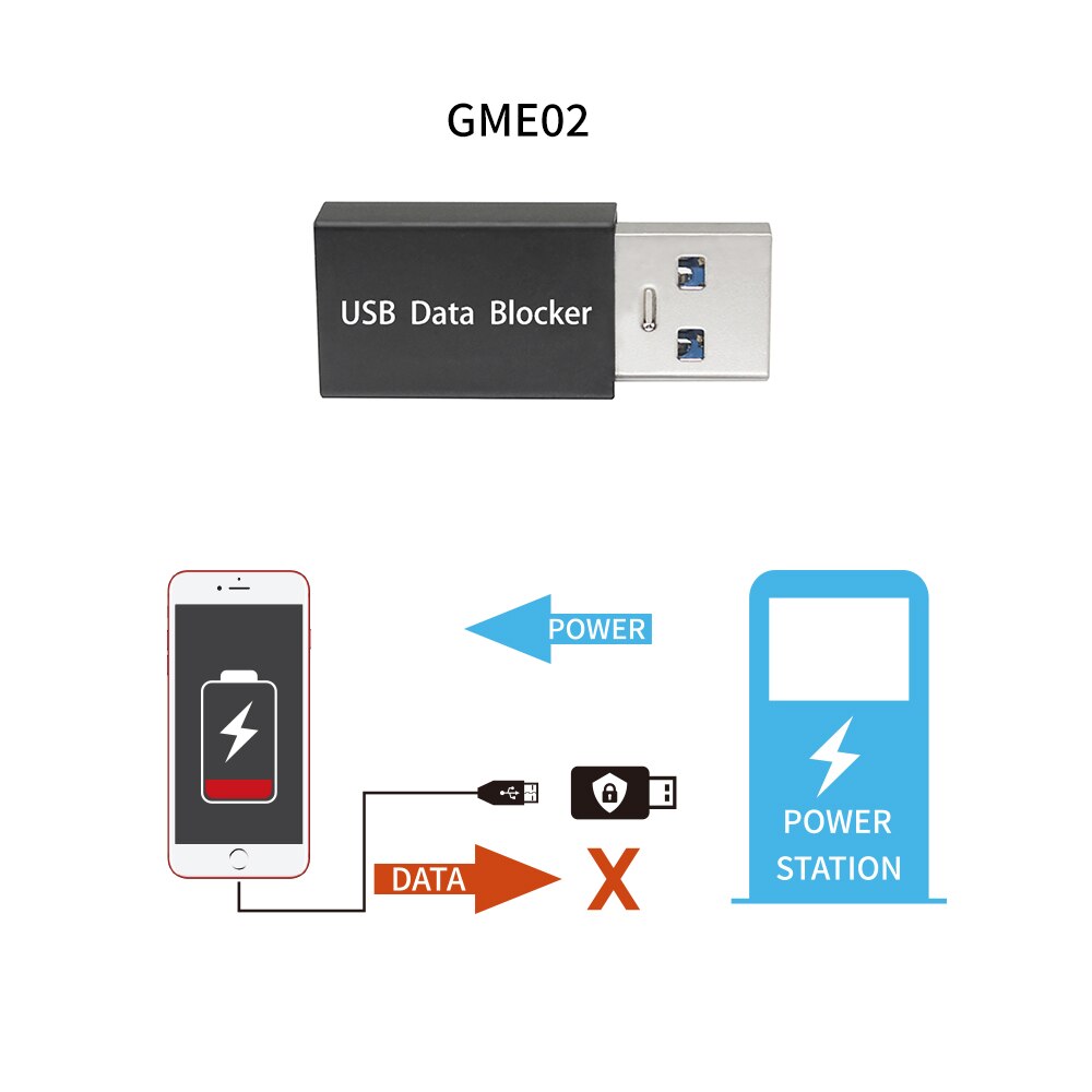 Usb mobiltelefon datablokker, forsvarer, blokkerer uønsket dataoverføring, beskytter telefonen mot offentlige ladestasjoner hack proof