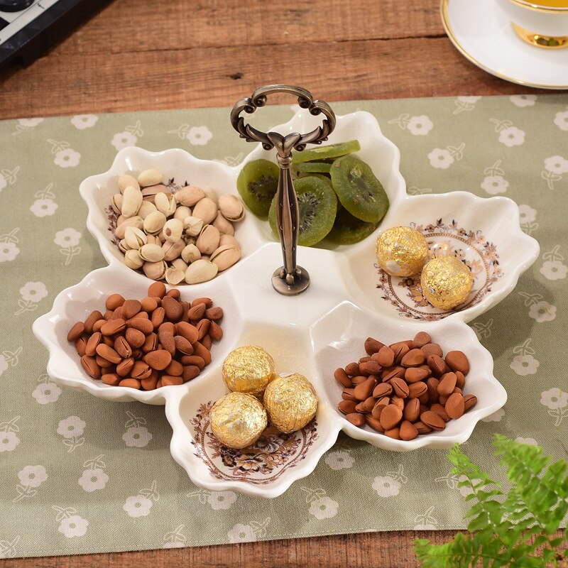 6 grilles en céramique Dessert assiette monocouche hexagonale gâteau assiette fête mariage fruits après-midi thé fruits secs plateaux de stockage