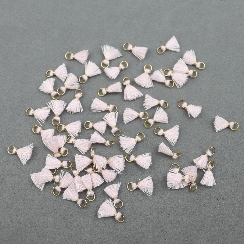 20Pcs 1 Cm Katoenen Draad Mini Kwastje Trim Hanger Diy Craft Materialen Sieraden Oorbellen Ornamenten Opknoping Ring Kleine Fringe trim: Pink tassels