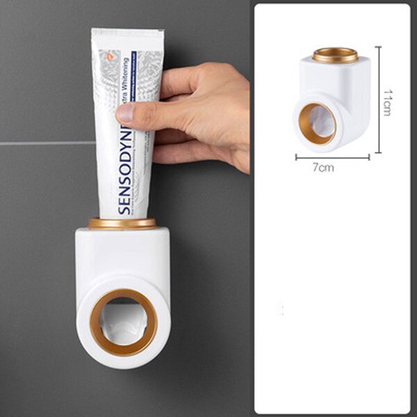 OYOREFD-exprimidor de pasta dental de pared, dispensador de pasta dental completamente automático, soporte para pasta dental de baño, accesorios para el baño: White