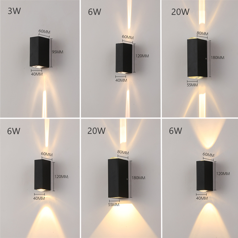 6W 10W 20W Outdoor Led Wandlampen Up En Down Smalle Beam Cob Aluminium Wandkandelaars Veranda licht Tuin Waterdicht Spotlight