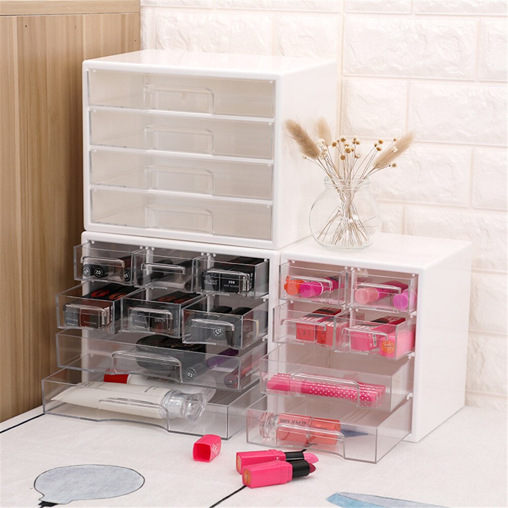 3 Layers Acrylic Plastic Storage Drawer Minimalist Office Desk Storage Drawer Box Organizer Sundries Document Paper Container