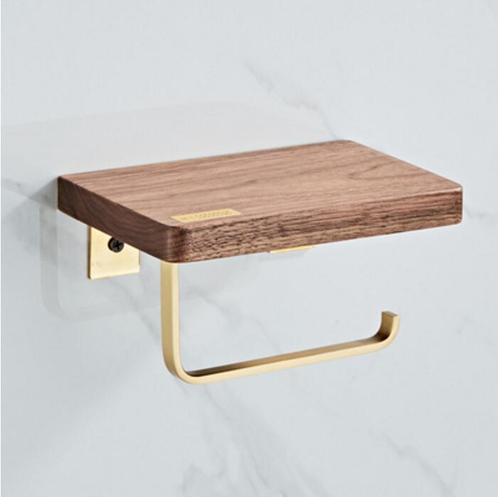 Juego de accesorios de baño, toallero, soporte de papel, barra de toalla, estante de esquina, soporte para escobilla de baño, Set de accesorios de baño dorado cepillado: paper holder
