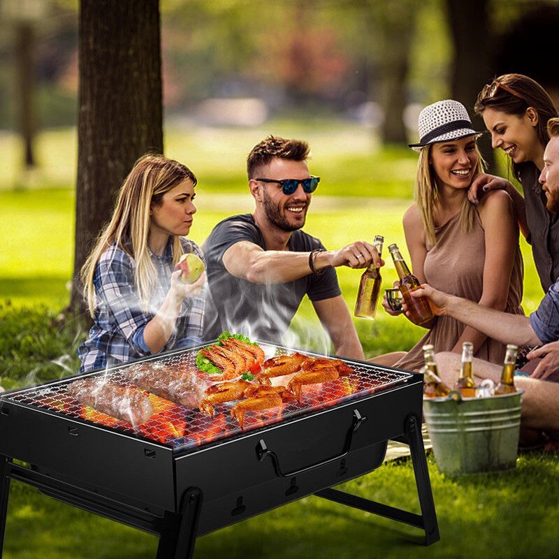 Folding BBQ Charcoal Barbecue Grill Portable Outdoor Picnic Cooking Stove Tools