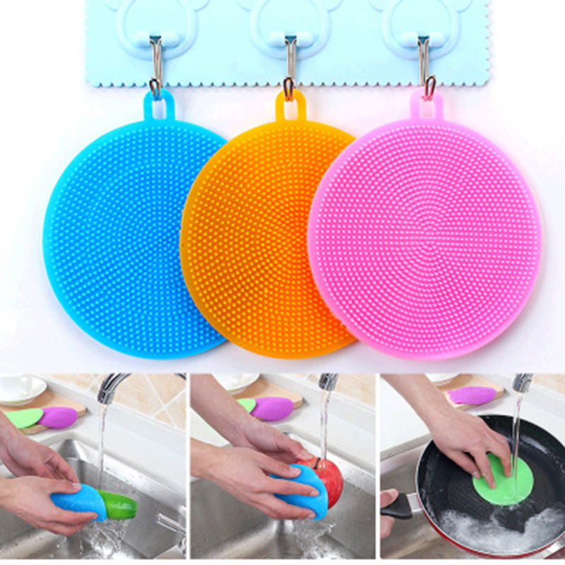 Esponja antibacteriana de silicona para lavar platos, cepillo de silicona multifunción para cocina, herramienta pequeña, protección ambiental duradera