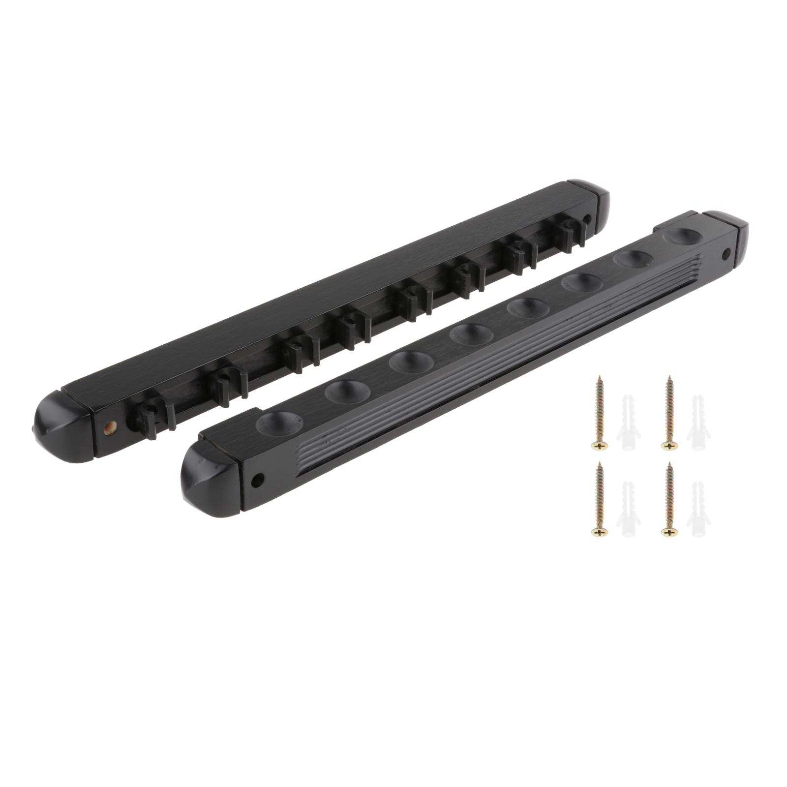 8 Pool Cues Wall Mount Solid Wood Pool Cue Sticks Rack Billiard Stick Wall Rack with 8 Cue Clips: Black