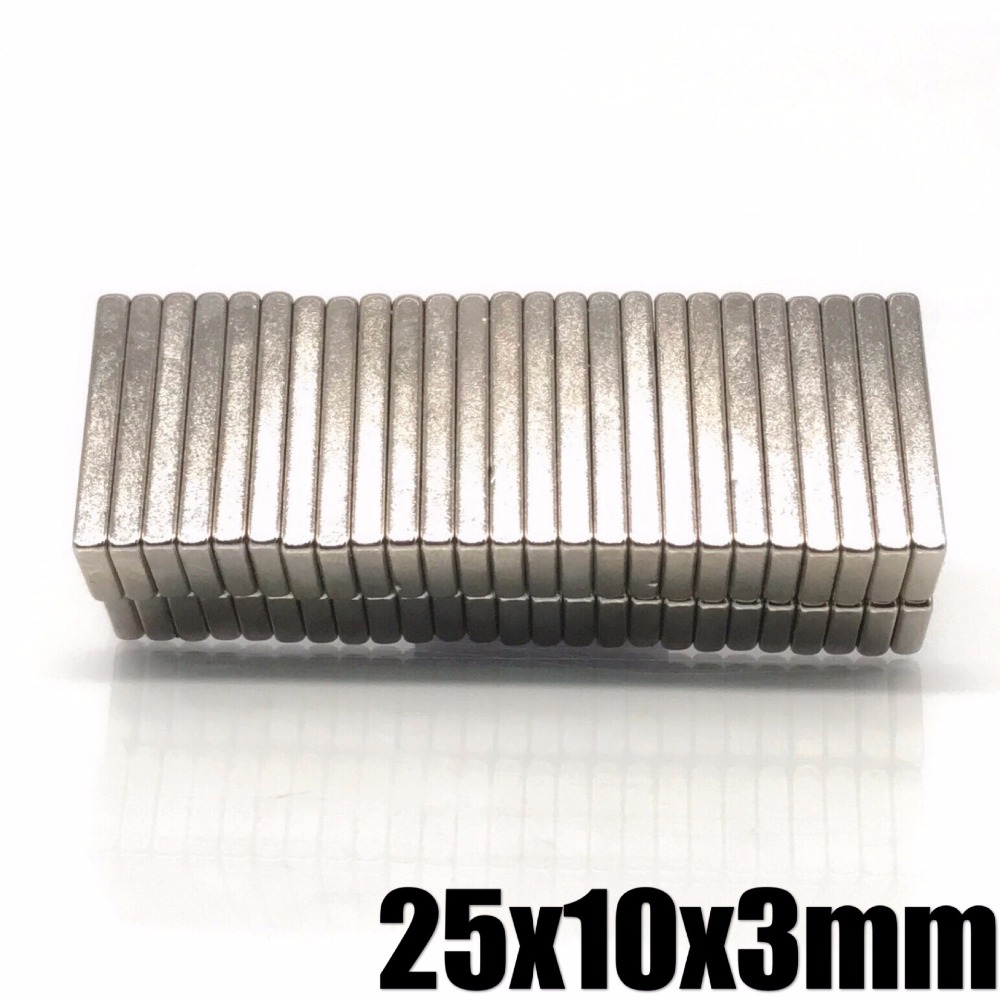 5/10/20/50/100Pcs 25*10*3 Zeer Sterke Neodymium Blok Magneten 25X10X3 N35 Grade Krachtige Magneet Permanente Magneet 25X10X3 Mm