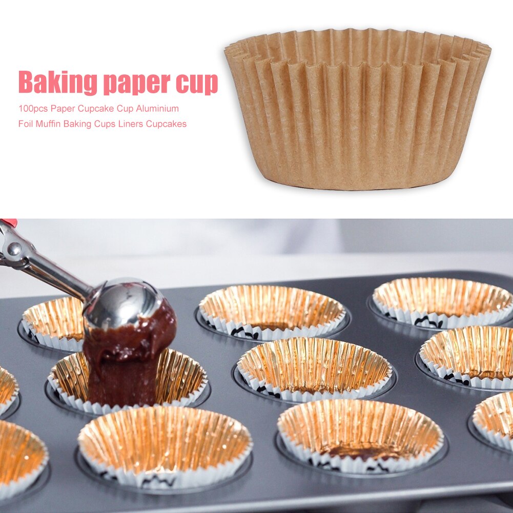 100pcs Cupcake Paper Oilproof Liner Baking Cup Tray Party Foil Cups Cupcake Liners Muffin Cupcake Paper