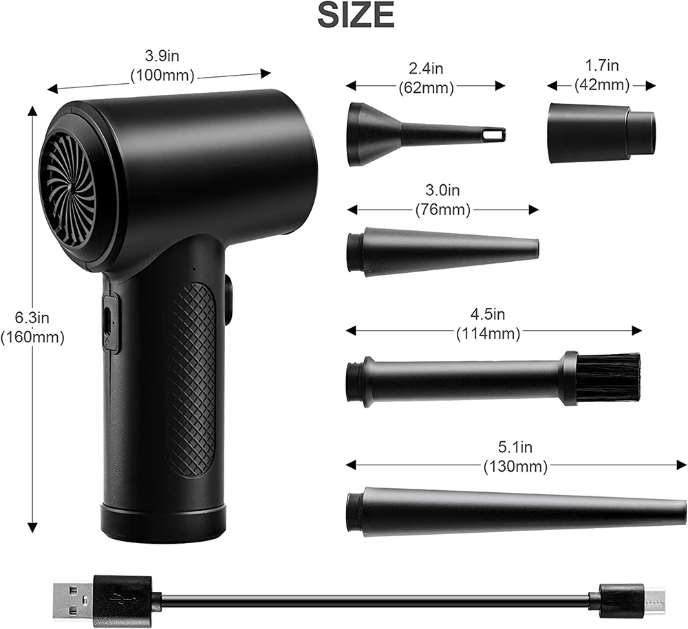 Samengeperste lucht Duster voor computer toetsenbord PC auto schoon 51000 RPM USB opladen draagbare elektrische ontstoffen draadloze lucht blazer