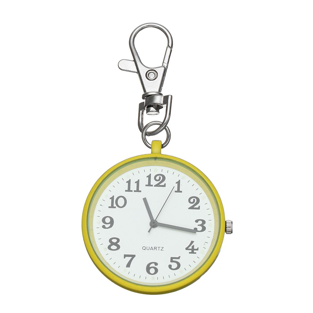 1 stk minimalistisk kvarts lommeur for sykepleier ultratynt åpent ansikt sykepleier klokker bærbar unisex nøkkel spenne anheng klokke: Gul