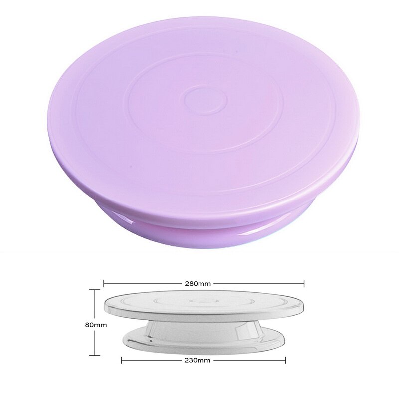 Gør-det-selv roterende kagebageværktøj drejeskive dekoration kageholder kage plastkage roterende bordbageværktøj 7*28cm 10 tommer: 3