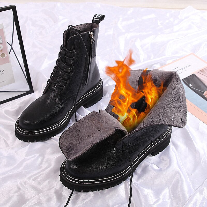 ¡Otoño ! Nuevas botas con cordones para mujer, botas cortas de estilo británico para mujer: 2 / 8