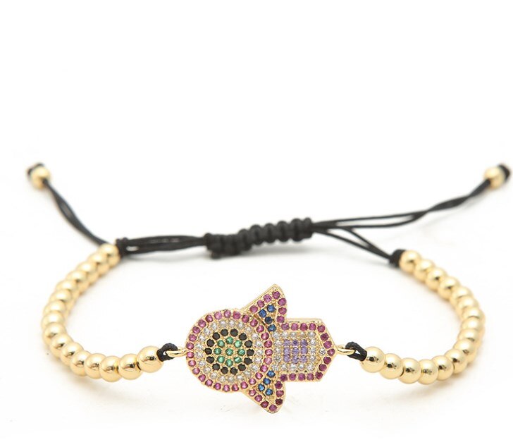 gold silver micro pave cz Cubic Zirconia rope adjusted Copper Beads Bracelet gdf2 hand Charm Braided Bangles Jewelry Women: 1