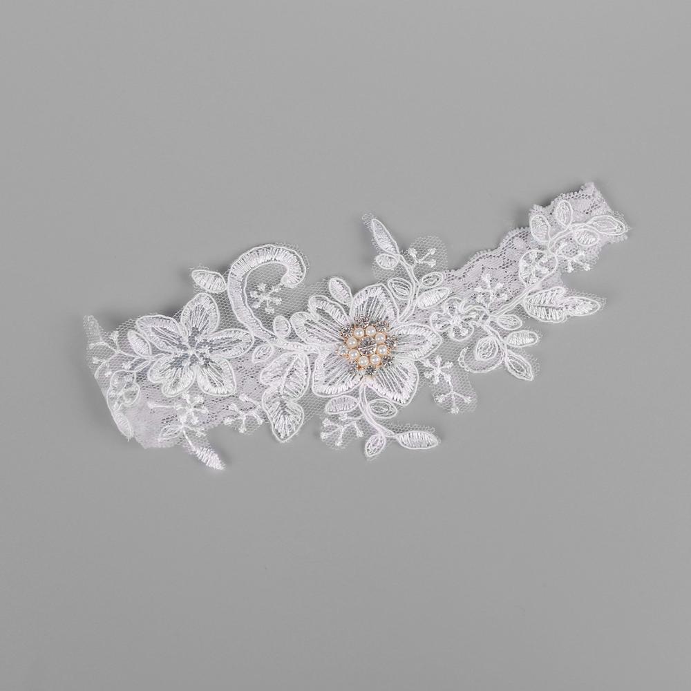 Bröllop vintage strumpeband brud spets stretch vit strumpebandsbälte med strass kasta strumpeband: Default Title