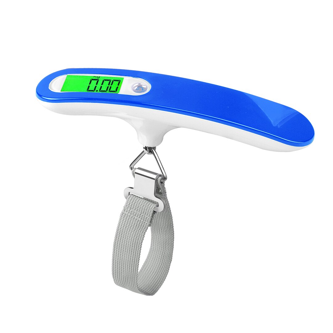 Digital bærbar kuffert rejsevægt 50kg x 10g lcd bagagevægt hængevægt balancevægt lcd: Blå farve