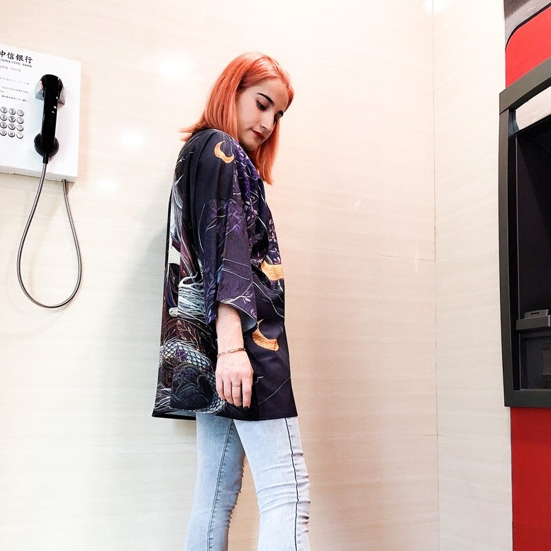 Women Kimono Cardigan Yukata Female Japanese Streetwear Japan Style Shirt Dragon Clothes Haori Women'S Kimono Obi Top 10205