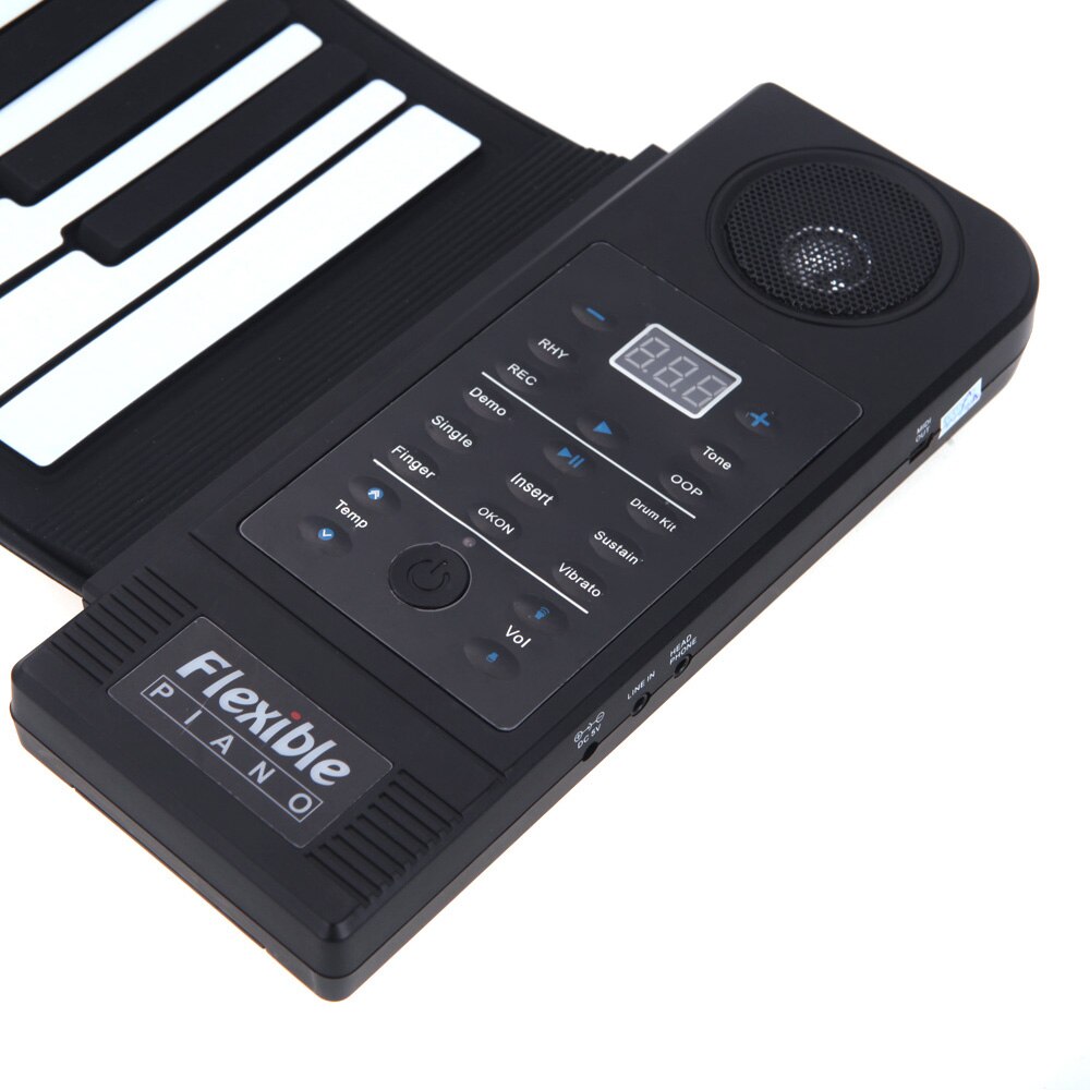 Flexible Piano 61 Keys Electronic Piano Keyboard Silicon Roll Up Piano Sustain Function USB Port with Loud Speaker(US plu