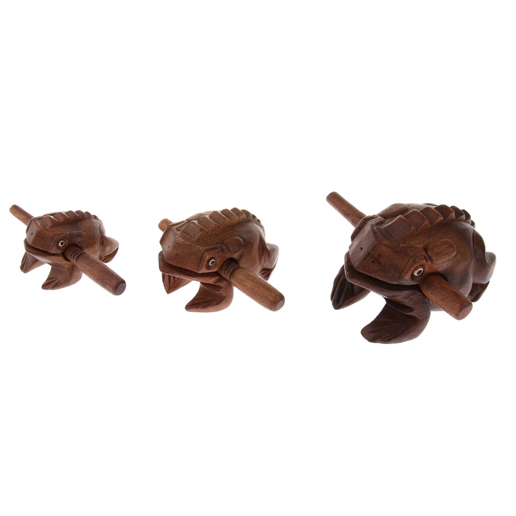 Wooden Carved Frog Natural Sound Frog Musical Instrument With Stick