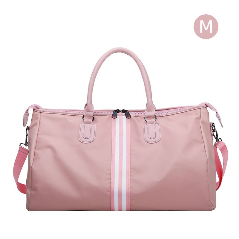 Reisetasche Wasserdicht Gestreifte Reisen Taschen Und Fitness Für Frauen Frauen Wochenende Reise Handtasche Reistas XA760WB: Rosa M