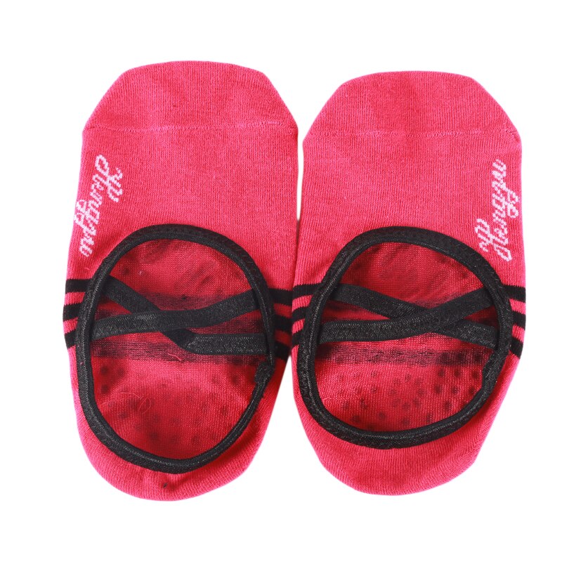 Joga skarpetki damskie okrągłe głowy bez pleców bawełna antypoślizgowe bandaż skarpety sportowe wentylacja Pilates skarpetki baletowe taniec skarpety kapcie: czerwony