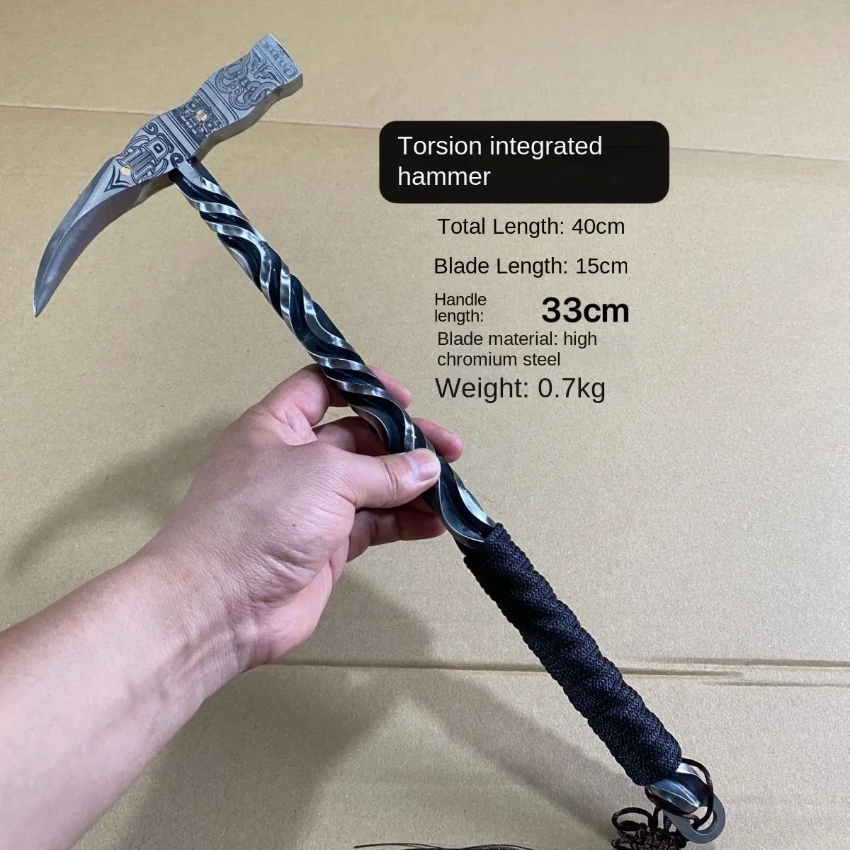 40cm Wild Boar Hammer Hand Forged Integrated Hammer Multifunctional Tool Camping Hand Hammer gardening tools and equipment