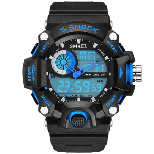 Meilleure Relojes Hombre hommes montre à Quartz numérique hommes G Sport 5 Bar étanche Quartz Led extérieur Sport montres hommes Reloj armée: Bleu