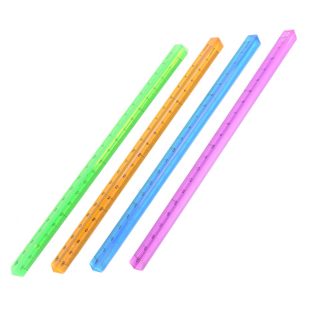 1 pcs Colorful Aluminum Triangular Scale Ruler Synthetic Quartz Metal Scale Regua Desenho 20cm