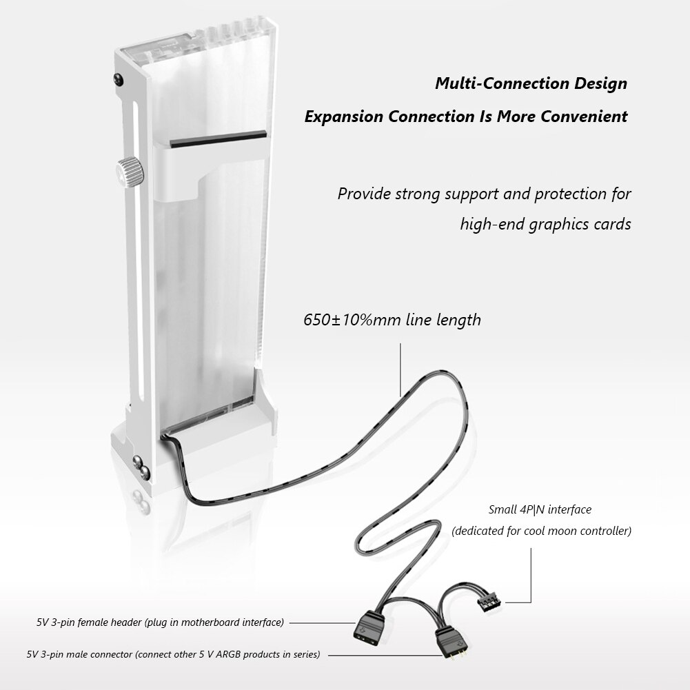 COOLMOON CM-GH2 Vertical GPU Cooling Support Bracket Colorful 5V A-RGB Bracket Computer Graphics Video Card Stand GPU Holder