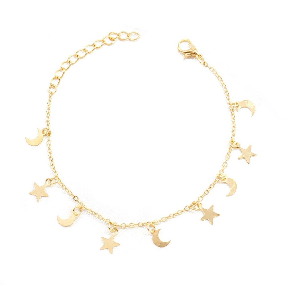 V-325 Gold Color Moon Star Charms bracelet for Women Accessories Bracelets