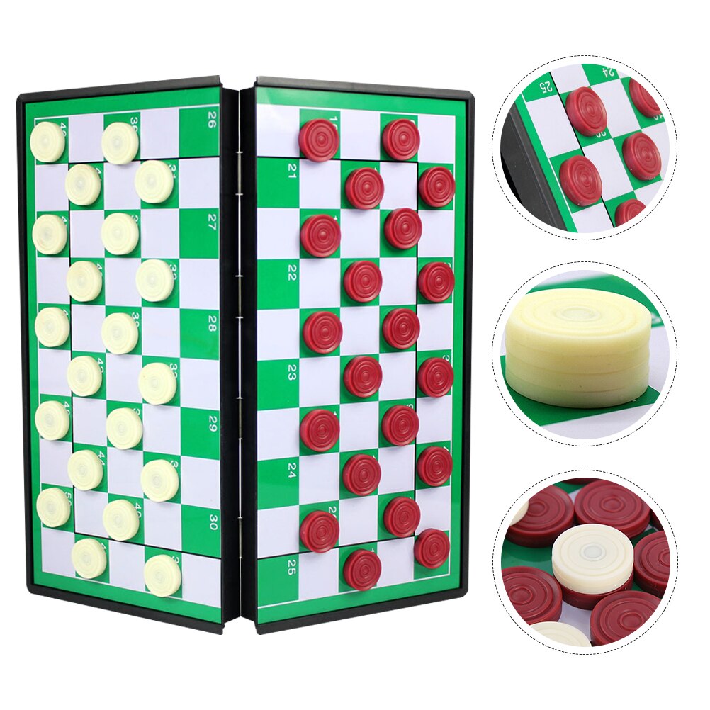 1 Set Foldable Checkers Checkers Magnetic Checkerboard Educational for Toddlers Adults Kids: Default Title